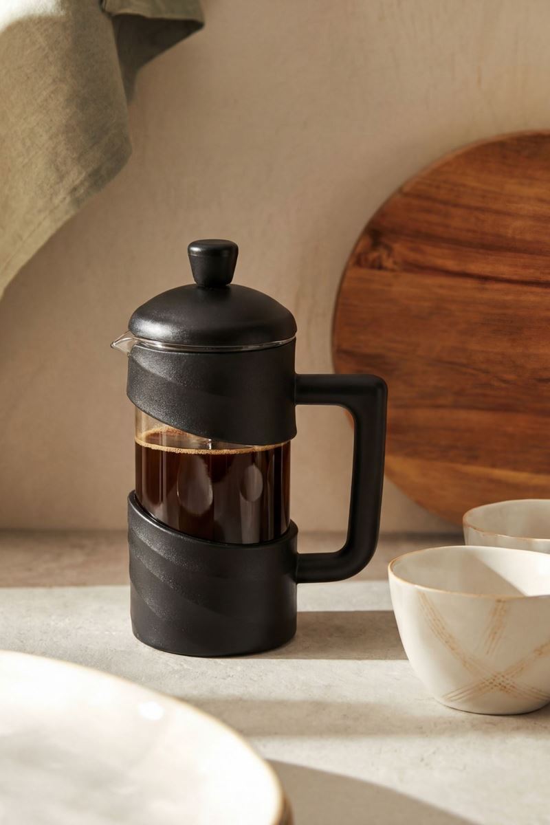 Borosilikat cam French press 350 ml siyah