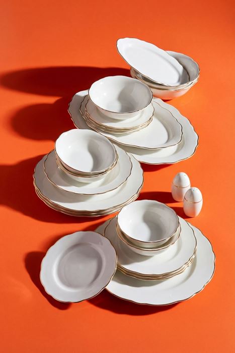 55 parça 12 kişilik gold bone china yemek takımı beyaz gold yaldız detaylı porselen sofra seti