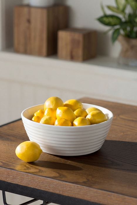 porselen kase 20x7,5 cm 2.3 lt beyaz çizgili servis salata meyve kasesi